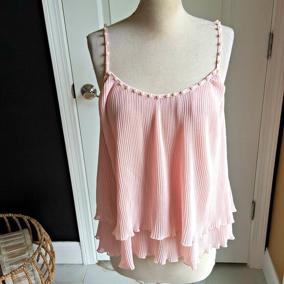 NWOT! PEARL Embellished PLEATED CAMISOLE TOP - Picture 5 of 5